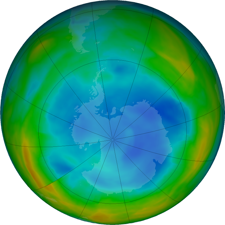 Antarctic ozone map for 20 July 2023